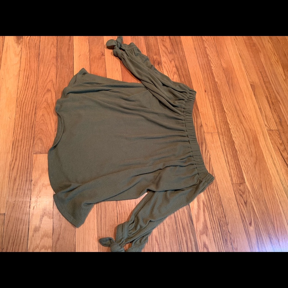Green off the shoulder shirt
